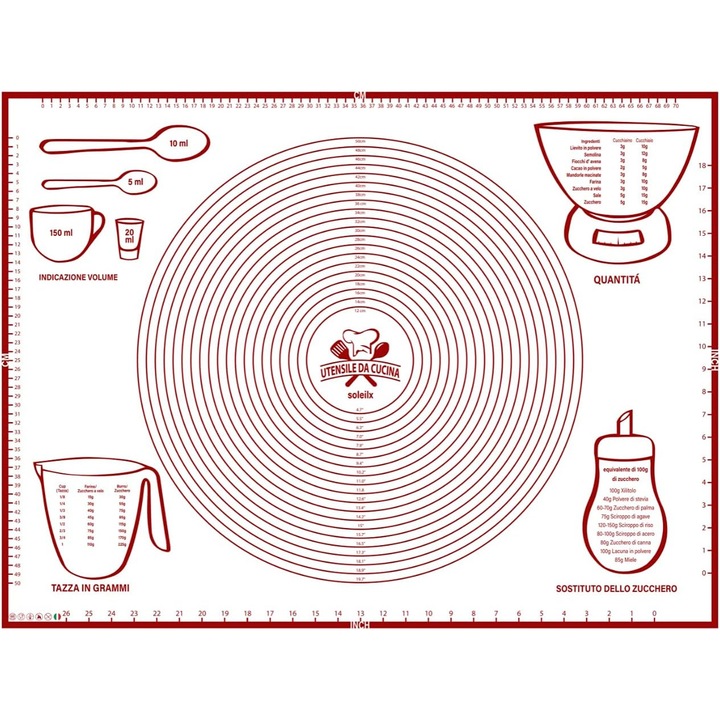 Covor de copt soleilx 80x60 cm, design italian, silicon 100% fara BPA, antiaderent, rezistent la caldura