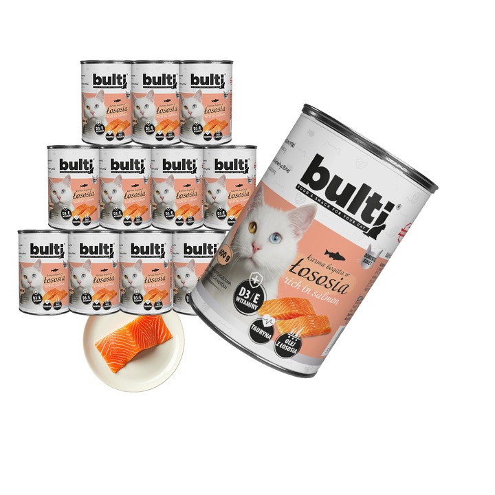 BULTI nedves macskaeledel, lazacos pástétom, 12x400g szett