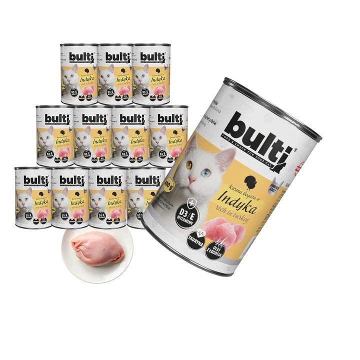 BULTI nedves macskaeledel, pulykamell, 12x400g-os szett