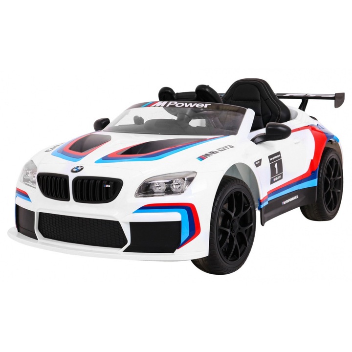 Masinuta electrica BMW M6 GT3, 2x6V, 12V/7Ah, Alb, 131x64x46 cm