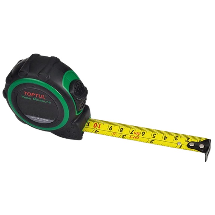 Ruleta IAAC1905 profesionala TOPTUL, lungime masurata 5 m, latime banda 19 mm, clasa de precizie II, carcasa ABS, scala metric/imperial
