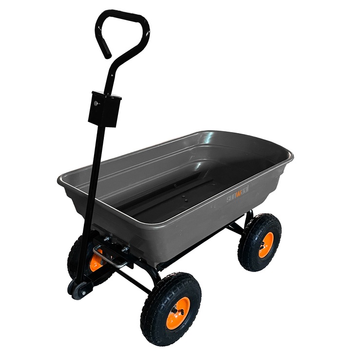 Carucior de gradina MalTec, constructie metalica, capacitate 75l, 300kg, cu maner multifunctional, set cu manusi