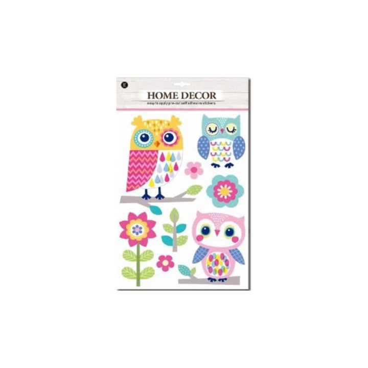 Комплект от 6 декорации за стена, мотиви сова, многоцветни, от EVA пяна