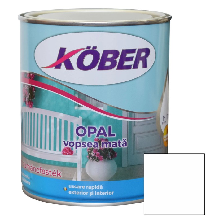 Vopsea alchidica pentru lemn / metal, Kober Opal, interior / exterior, alb, 0.75 L
