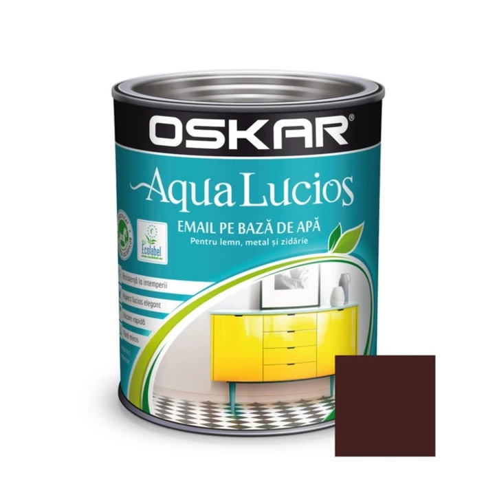 Oskar Aqua Fényes Fa / Fém Festék, beltéri / kültéri, vízbázisú, nomád barna, 0,6 L