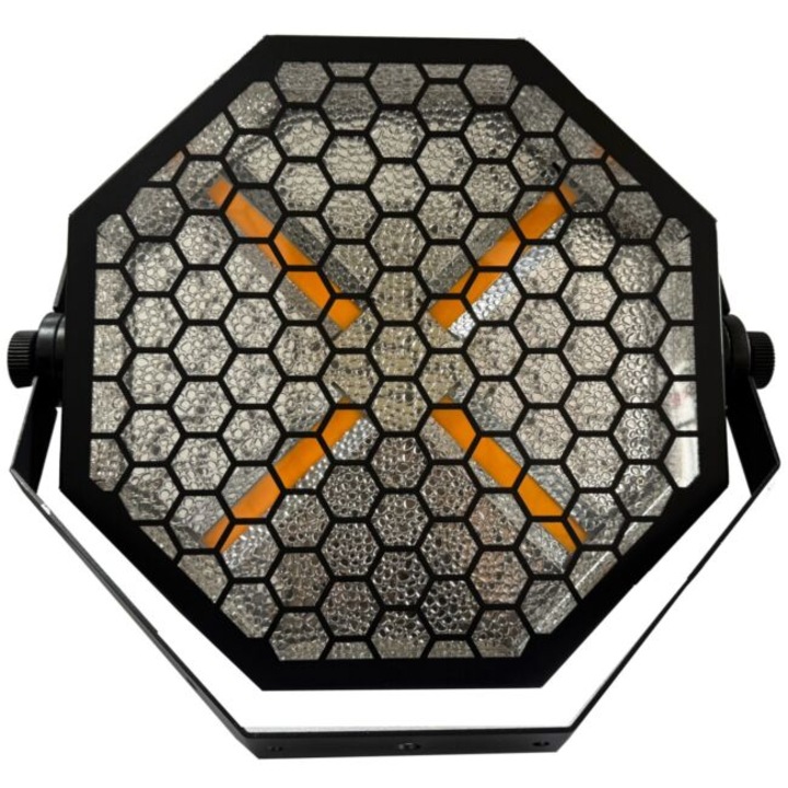 Reflektor vintage Evolights Lumeno X, 4x60W WW LED, 48x0,2 RGB LED, negru, 47,5x47,5x16,5cm