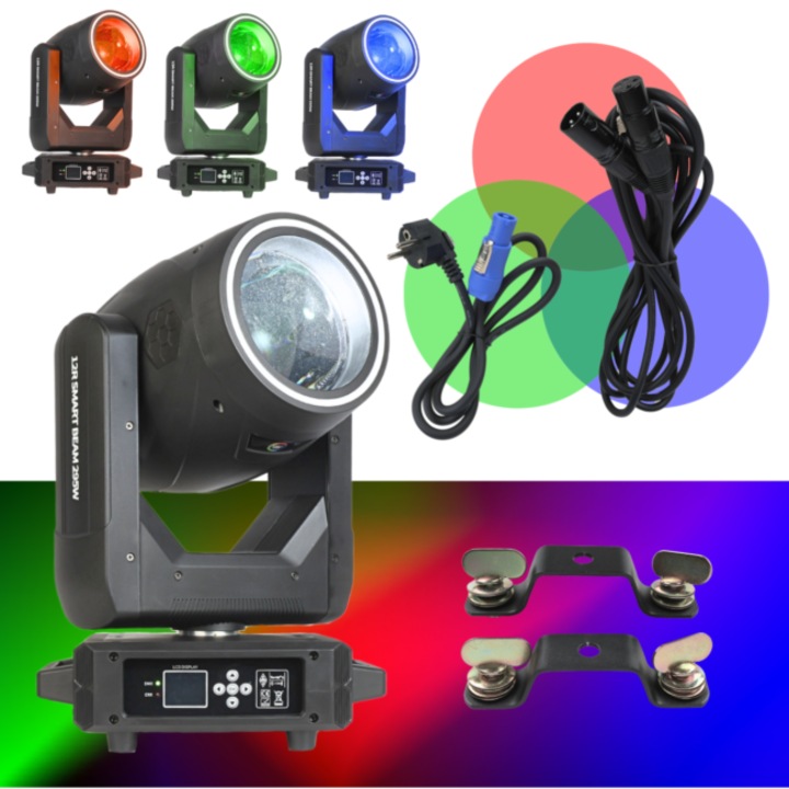 Proiector mobil LIGHT4ME, 12R Smart Beam 295W, efect ring RGB, 14 culori, 32,5x24x52cm