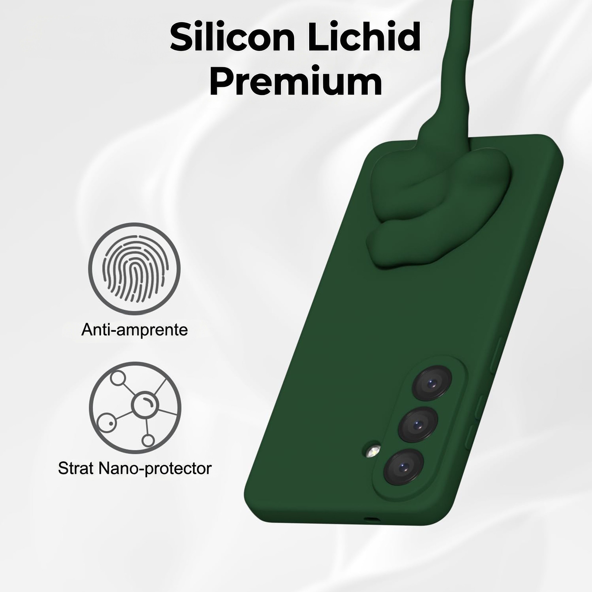 Husa pentru Samsung Galaxy S26 Daden® Silicon, Ultra Slim, Protectie sporita, Antisoc, Calitate Premium, Interior de microfibra, Verde