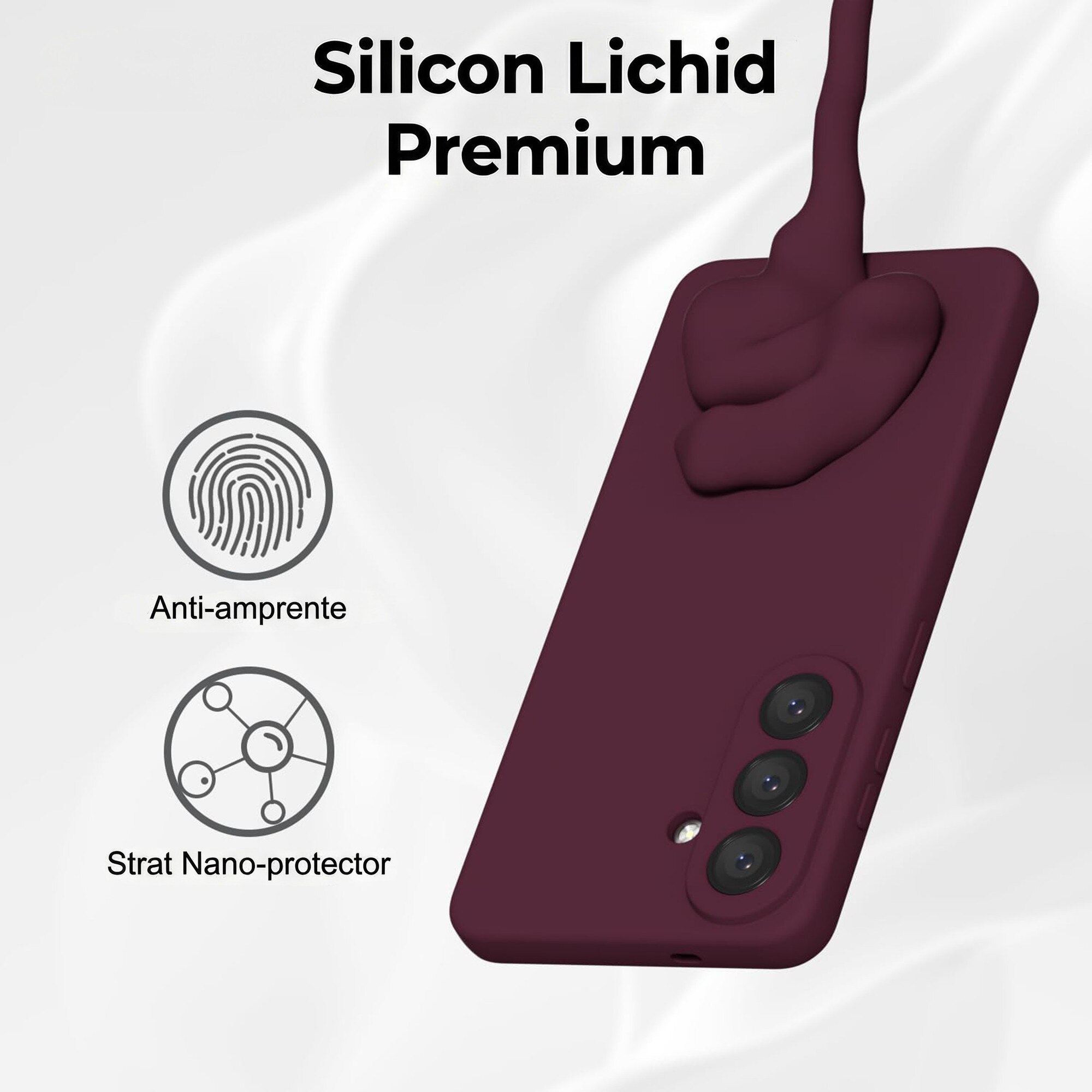 Husa pentru Samsung Galaxy S26 Daden® Silicon, Ultra Slim, Protectie sporita, Antisoc, Calitate Premium, Interior de microfibra, Visiniu