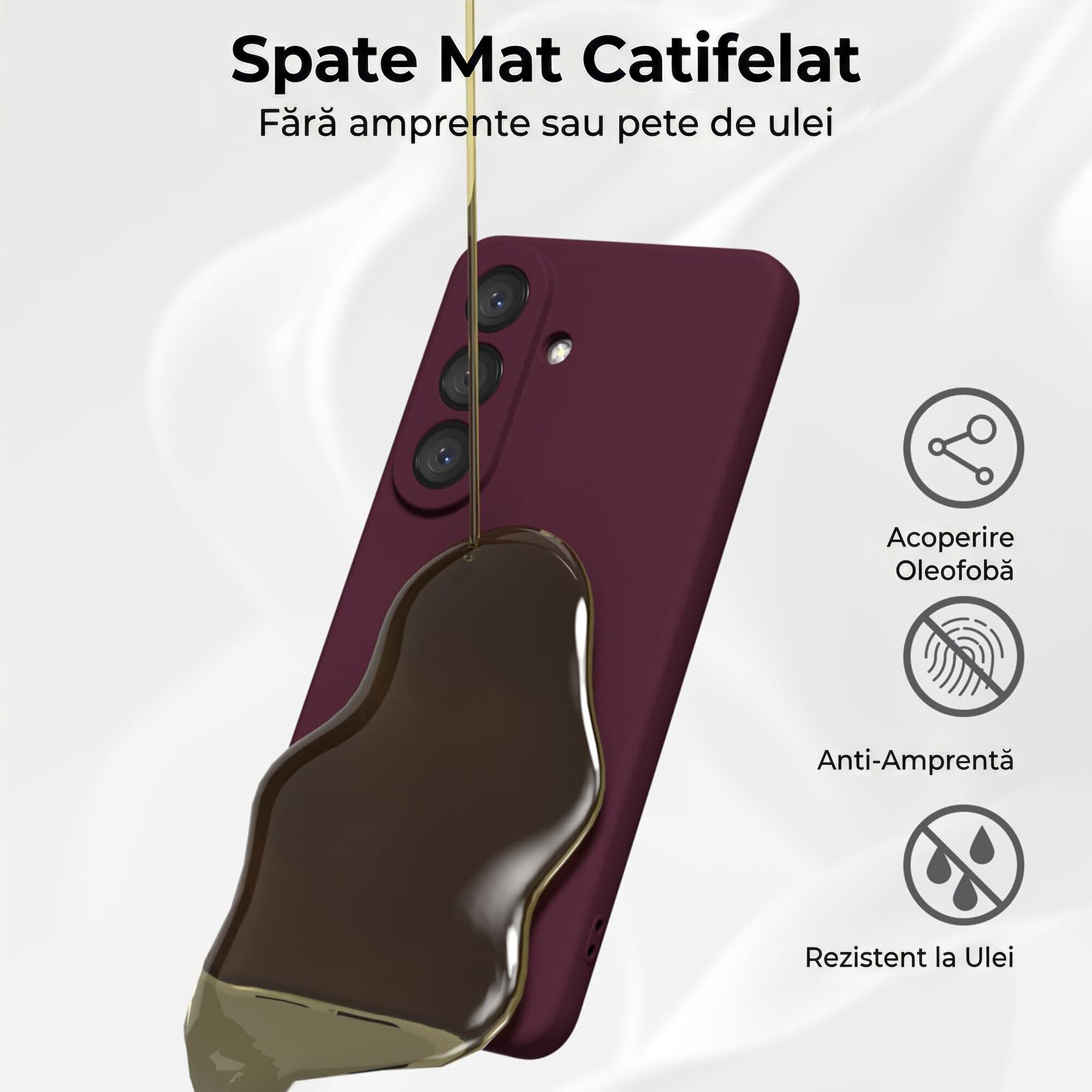 Husa pentru Samsung Galaxy S26 Daden® Silicon, Ultra Slim, Protectie sporita, Antisoc, Calitate Premium, Interior de microfibra, Visiniu