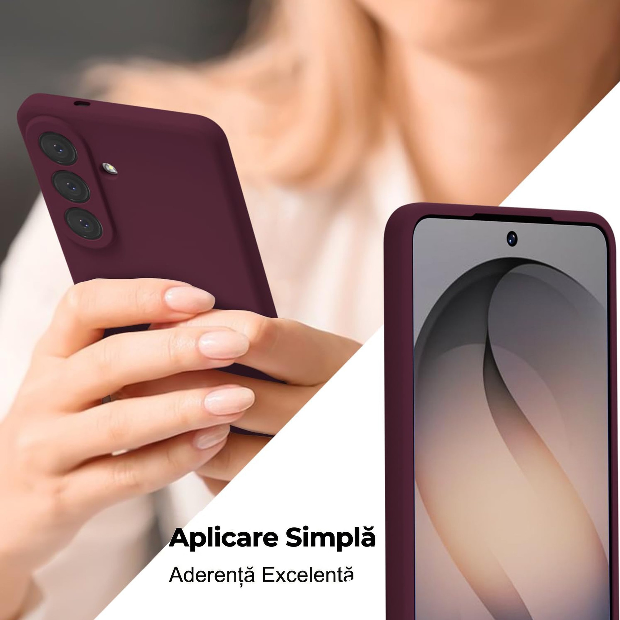 Husa pentru Samsung Galaxy S26 Daden® Silicon, Ultra Slim, Protectie sporita, Antisoc, Calitate Premium, Interior de microfibra, Visiniu