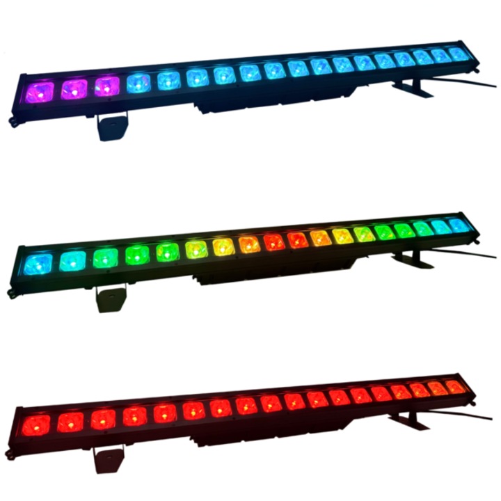 Evolights Glacier Bar 18 RGBA LED fényrúd, 18x10W, IP65, 103,8x9,1x20cm, fekete