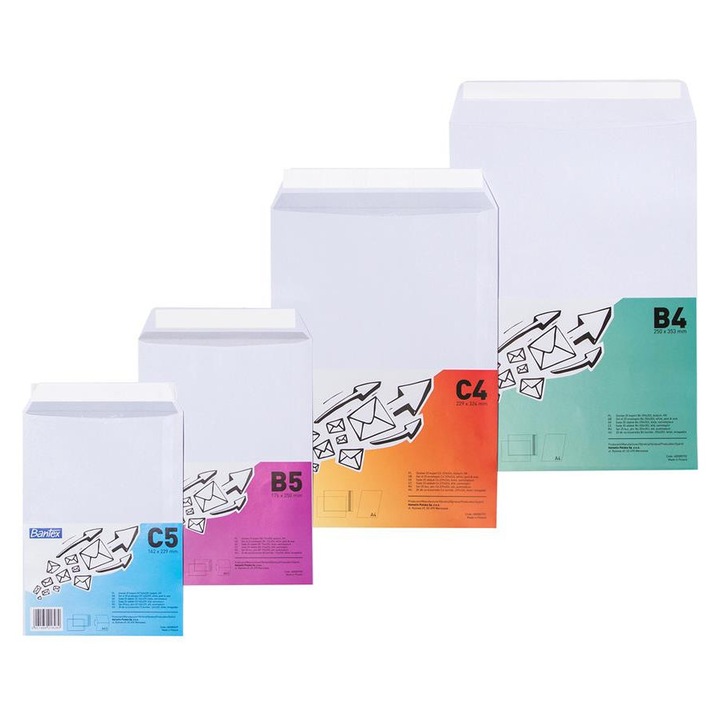 Plicuri B4, alb, set 25 bucati