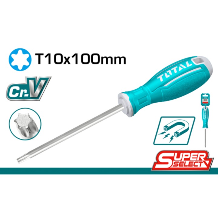 TOTAL surubelnita magnetizata, CrV, TX10 x 100 mm