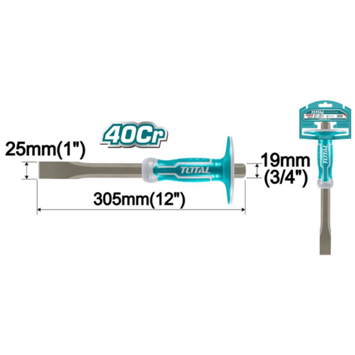 Total Dalta industriala, cu maner de cauciuc, 25 x 305 mm