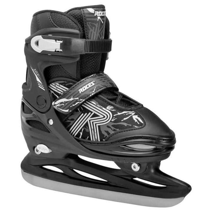 Patine Roces Jokey Ice 3.0 baieti, negru-alb, marimea 30-33, sistem de ajustare 4 dimensiuni