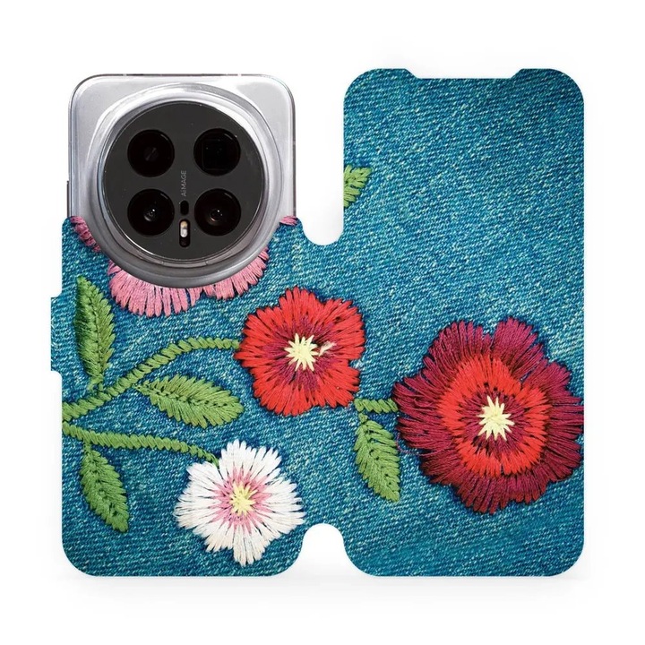 Калъф флип Mobiwear за телефон Honor Magic 8 Pro 5G, дизайн цветя, магнитно закопчаване, многоцветен