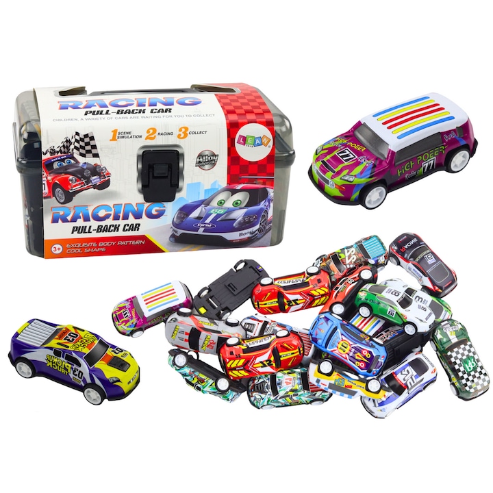 Set masinute Mimport, 25 bucati, cu mata, negru, 22x12x13cm