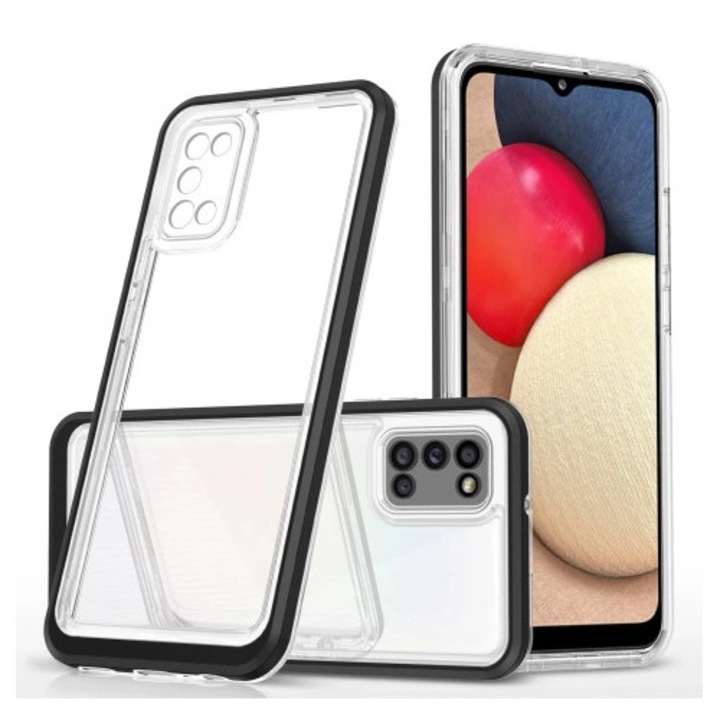 Etui Hybrid Armor Clear 3 w 1, 4kom.pl, PC, acril, TPU, transparent, pentru Samsung Galaxy A03s