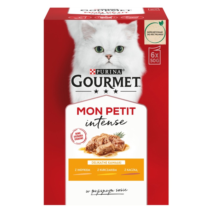Gourmet Mon Petit set hrana umeda din carne de pasare 6x50g, rata, pui, curcan