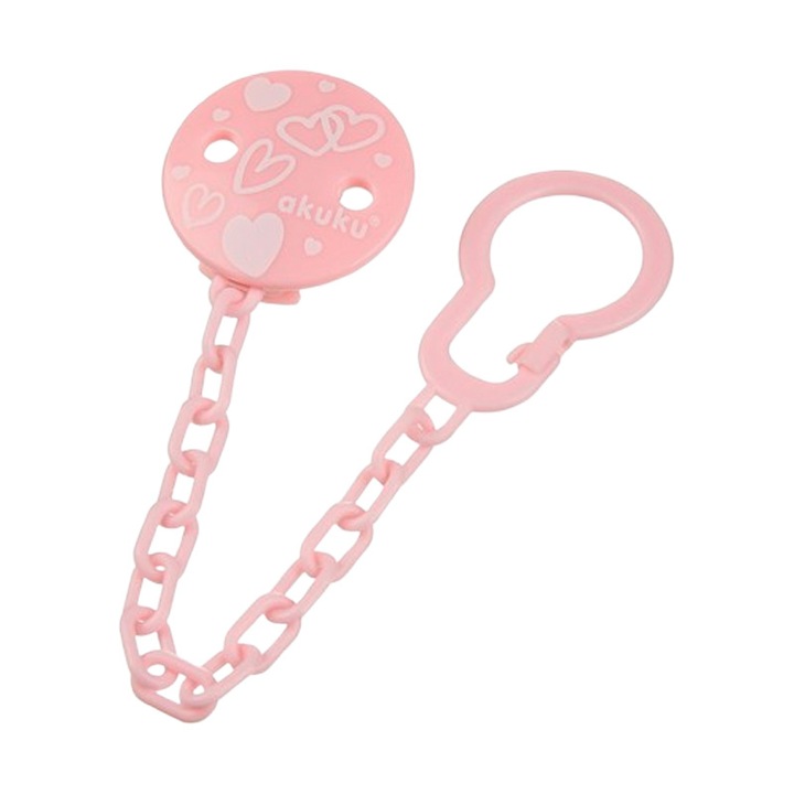 Lant pentru suzeta, Akuku, Roz, plastic