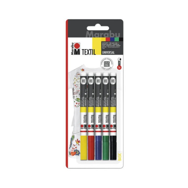 Marabu 1-2 mm textilfilc készlet, 5 db