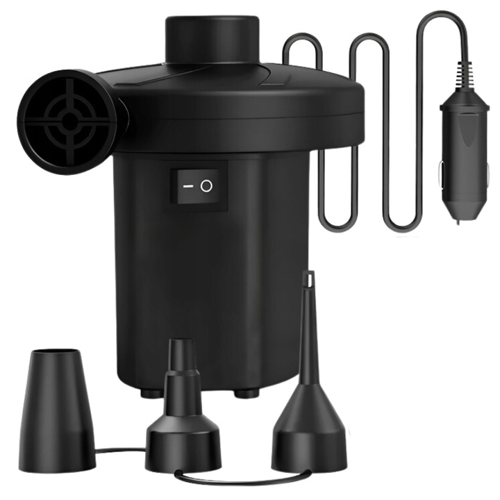 Pompa de umflat electrica, 60/150W, 220V, 3 capete, neagra, compacta