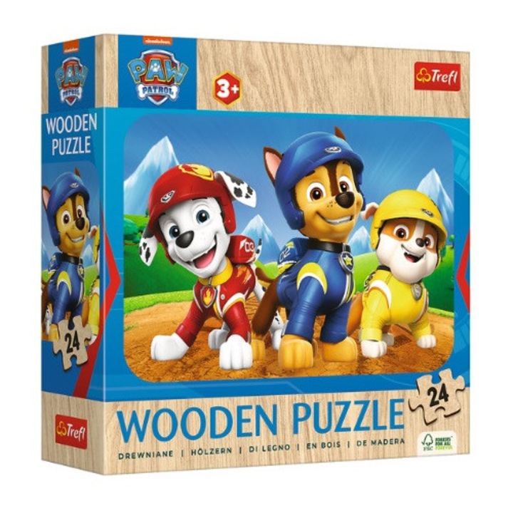 Puzzle 24 db-os, Aranyos Kutyacsapat, fa, többszínű