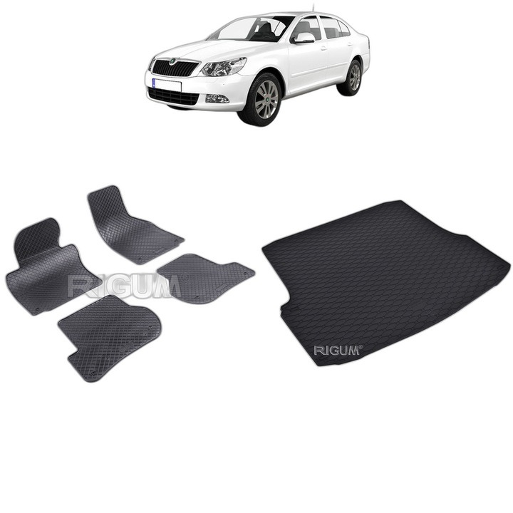 Set Covorase Auto Si Tavita Portbagaj SKODA OCTAVIA II din 03.2004 - 01.2013, caroserie hatchback