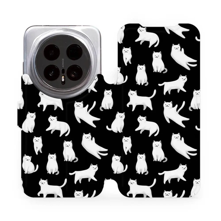 Калъф флип Mobiwear за телефон Honor Magic 8 Pro 5G, дизайн котки, магнитно закопчаване, многоцветен