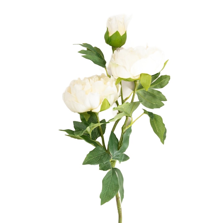 PAEONIA műág, fehér virágok, 81 cm, műnövény szett