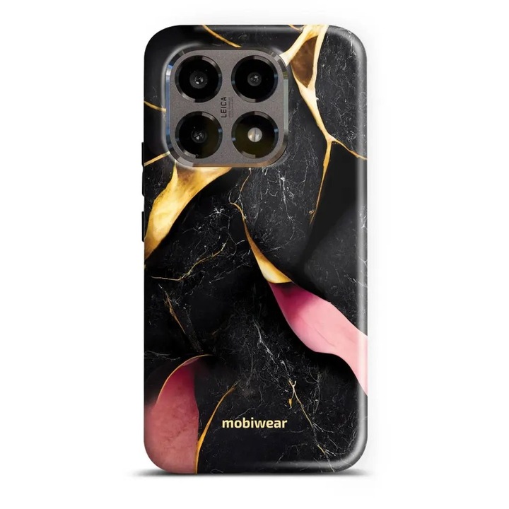 Husa telefon Xiaomi 15T, Mobiwear Elite Pro, marmora neagra si aurie, rezistenta la socuri si zgarieturi, set 1x husa