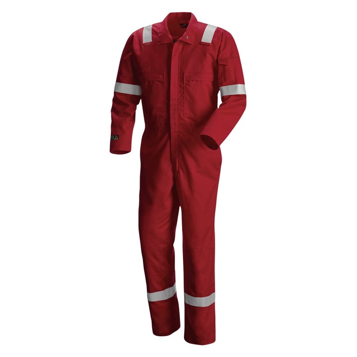 Salopeta Red Wing Delatec(R), ignifuga, bumbac, cu benzi reflectorizante, rosu, 52