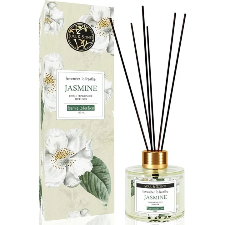 Difuzor parfum cu betisoare Aroma Land, Soul Scent, aroma iasomie, 120 ml