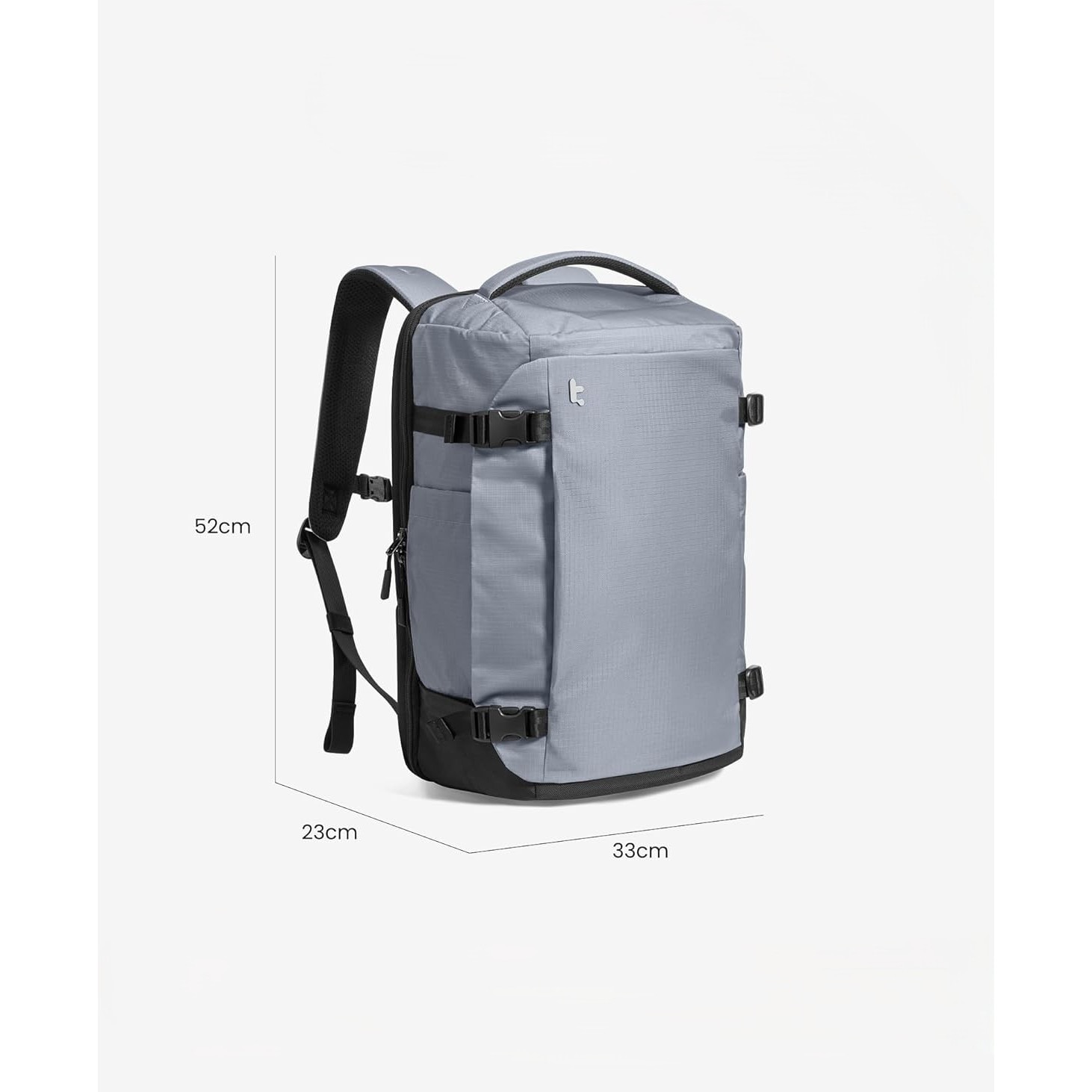 Rucsac de calatorie Tomtoc 40L Navigator-T66, TSA Friendly, pentru laptop 17.3”, rezistent la apa, Grey Ripstop, bagaj de mana avion