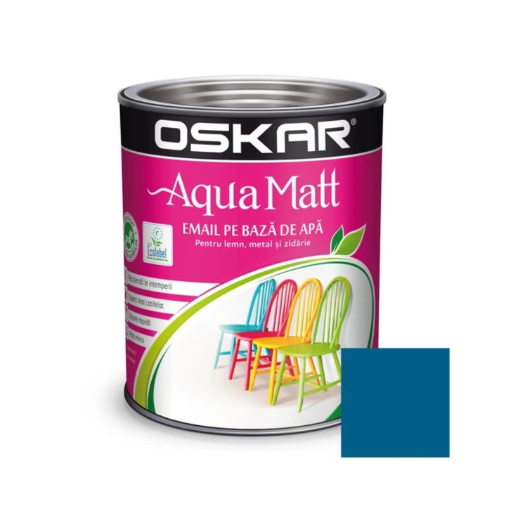 Oskar Aqua Matt fa / fém festék, beltéri / kültéri, vízbázisú, couture türkiz, 0.6 L
