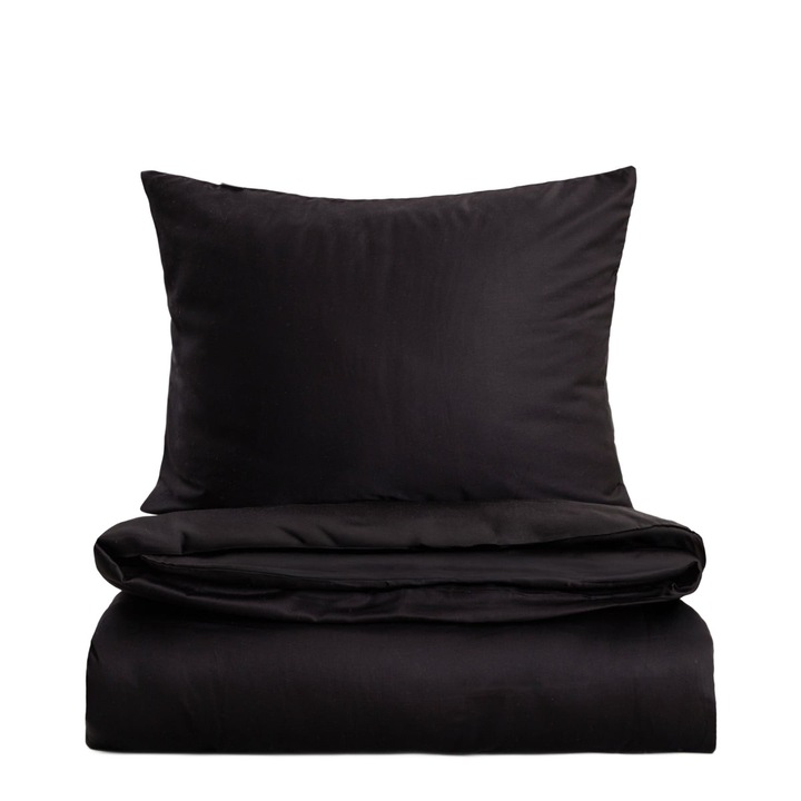 Ágyneműhuzat szett BAMSA, HOMLA, bambusz szatén, fekete, 160x200 cm + 2x50x60 cm
