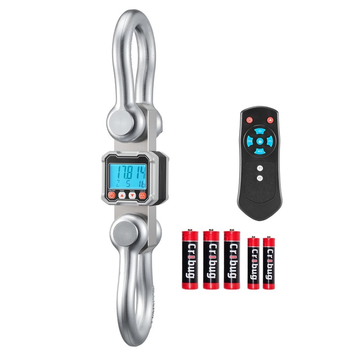 Cantar digital pentru macara, Suspendat industrial, Capacitate 10 t / 10000 kg, Diviziune 2 kg, Carcasa din aluminiu turnat, Afisaj LCD, Comutare intre 3 unitati, Telecomanda