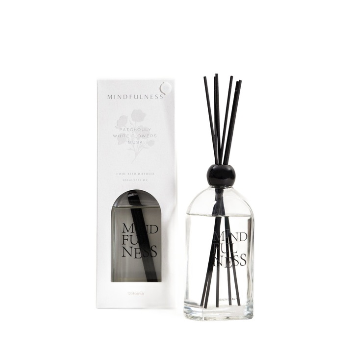 ZEN RITUAL Mindfulness aromadiffúzor, 500 ml, elegáns design, virág és fa, relaxációhoz, Homla