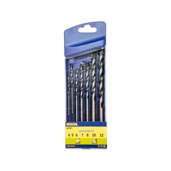 Set de burghie pentru granit IRWIN 7 piese cilindrice (4-5-6-7-8-10-12 mm)