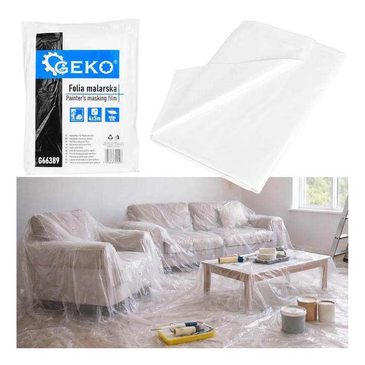 Дебело защитно фолио за боядисване 4 x 5 м, Geko G66389