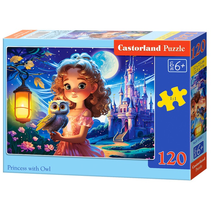 Puzzle 120 elemes Castorland Hercegnő bagollyal, 6 év feletti gyermekeknek, többszínű