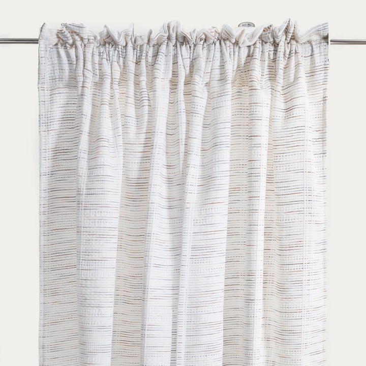 Перде СИЕРА, 140x250 см, модел с многоцветен структурен десен, материал полиестер 170 гр/м2