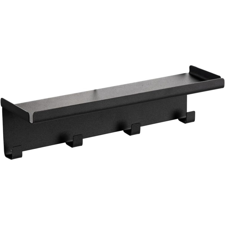 Suport Magnetic WENKO Ima cu Raft si 4 Carlige, Negru, 30x6.5x9 cm