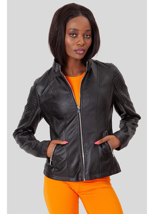 Geaca dama, Perso, piele ecologica, negru, S INTL