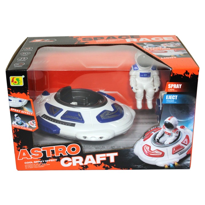 Farfurie zburătoare cu telecomandă, astronaut detașabil, funcție spray, 3.7V