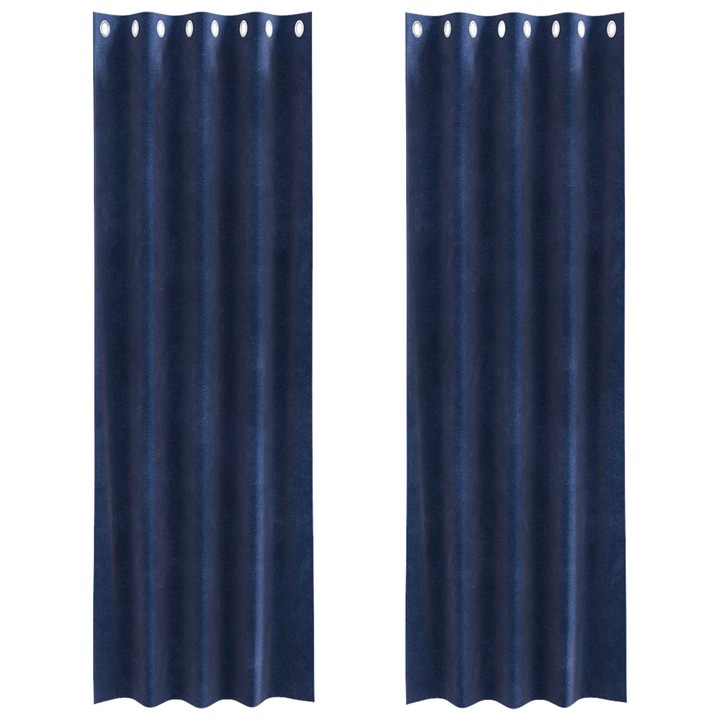 Perdele opace 2 pcs vidaXL, Albastru inchis 140 x 225 cm Catifea