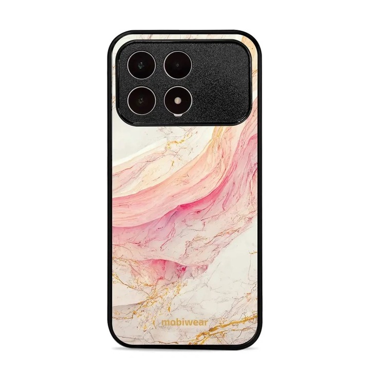 Husa telefon Mobiwear Glossy pentru Poco F8 Pro, mramor roz si auriu, rezistenta la socuri si zgarieturi, set 1 husa