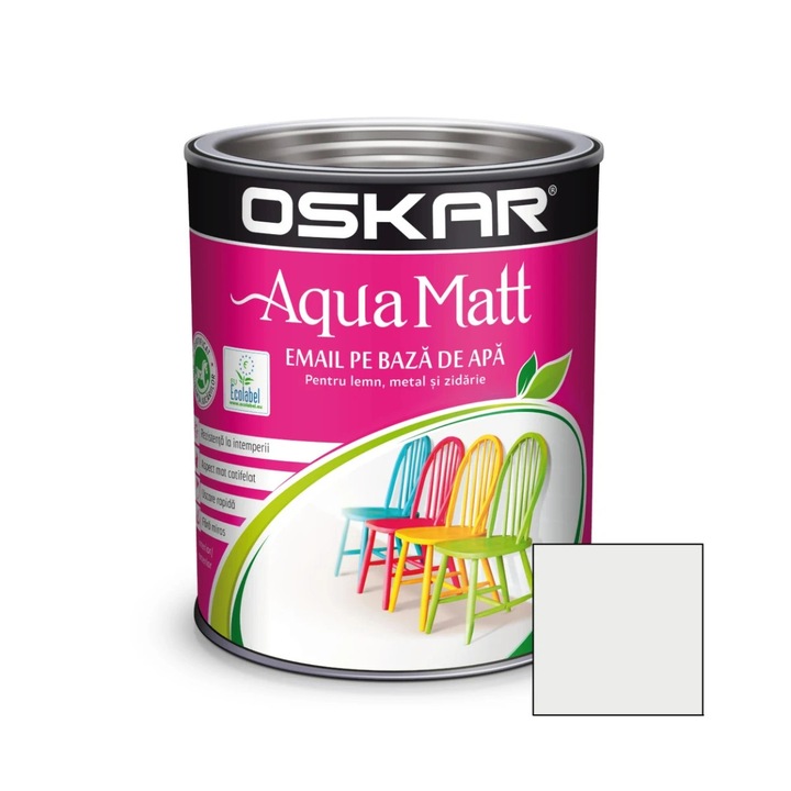 Oskar Aqua Matt fa/fém festék, beltéri/kültéri, vízbázisú, északi piszkosfehér, 0.6 L