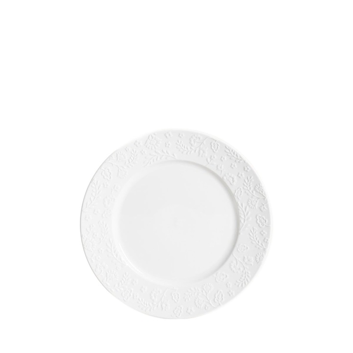 Чиния BENO, бяла, 21 см, декоративен релеф, за десерти